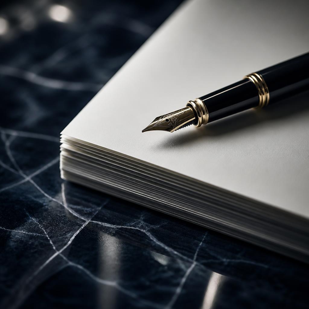 Fountain pen resting on legal documents
